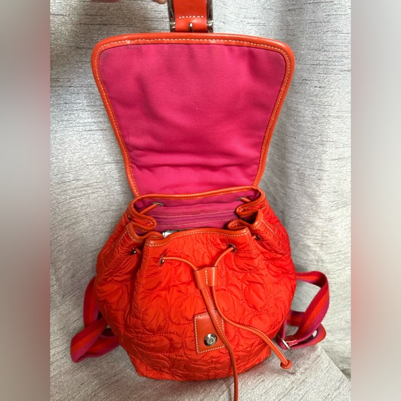 Coach - Vintage 2004 Orange Quilted Nylon & Leather Coach Mini Backpack With COA - Picture 10 of 11